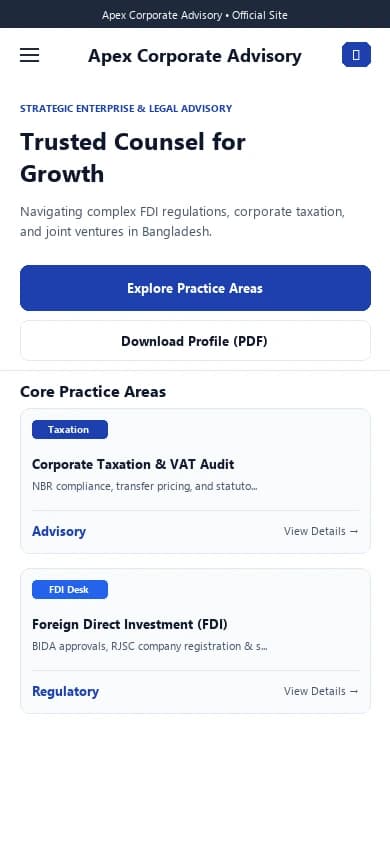 Apex Corporate Advisory phone preview