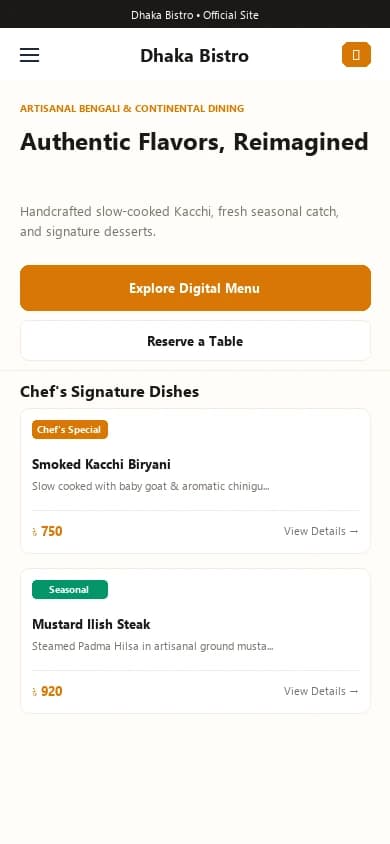 Dhaka Bistro phone preview